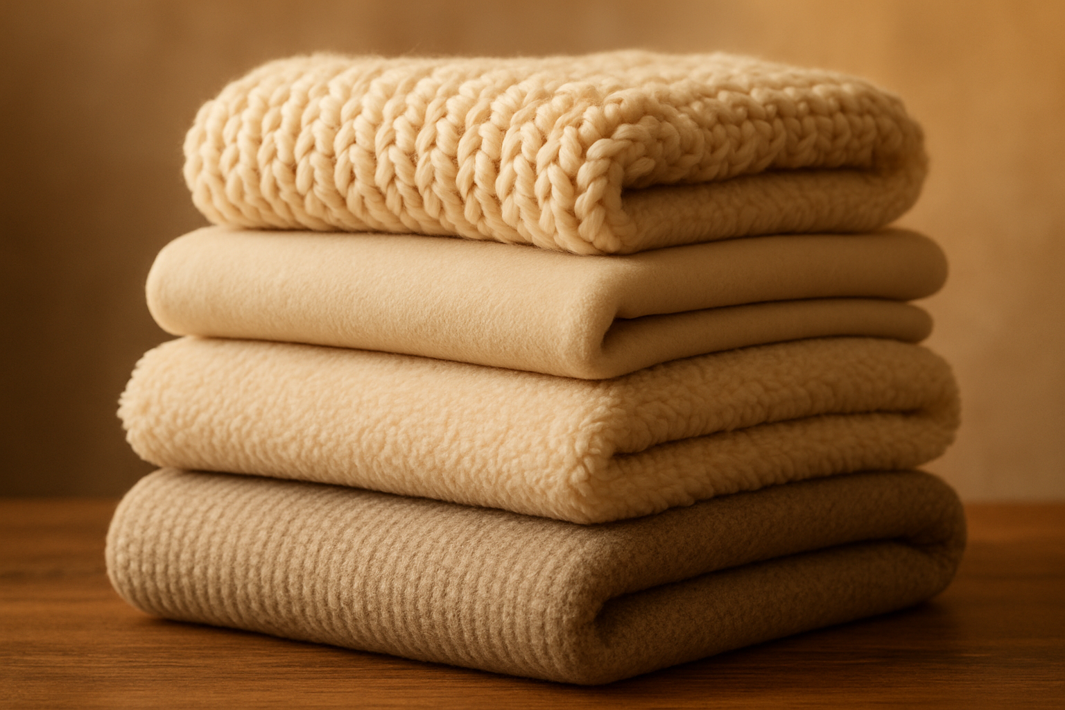 warm folded blankets